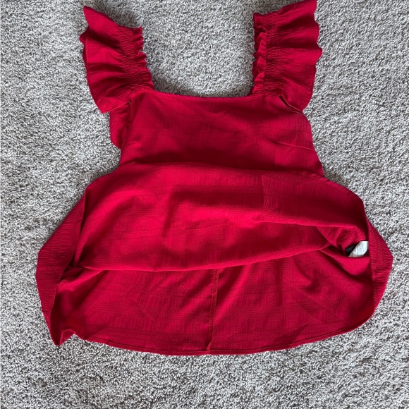 Women's Maternity ruffle tank top blouse top babydoll shirt Red size Medium - Picture 5 of 8